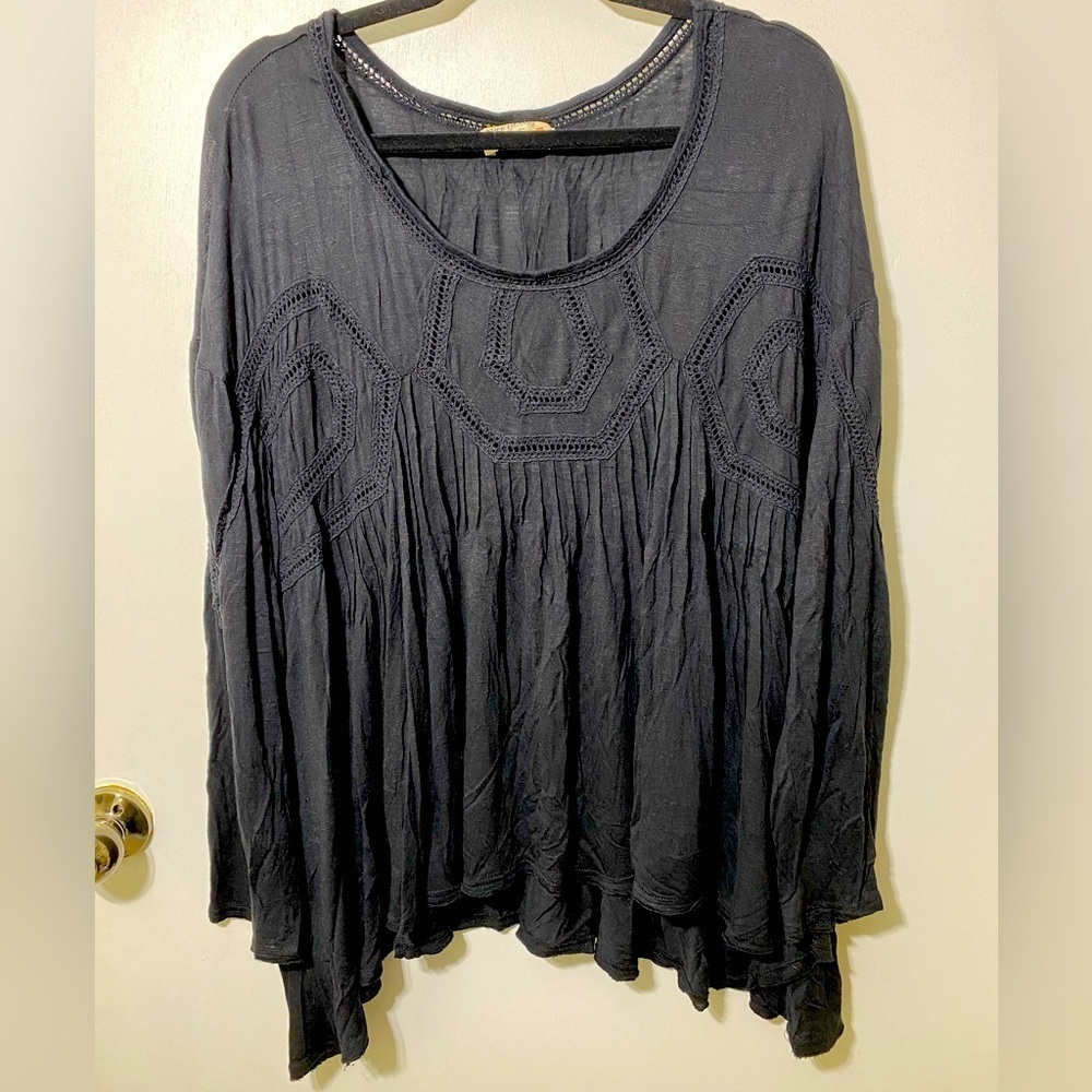 Ruff Hewn shirt top all black comes down longer on each side at hem 3X  K-05